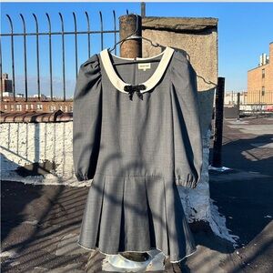 SHUSHU TONG  grey mini beaded bow dress